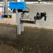 Dettaglio dello strumento di misura durante i test presso la VAW.